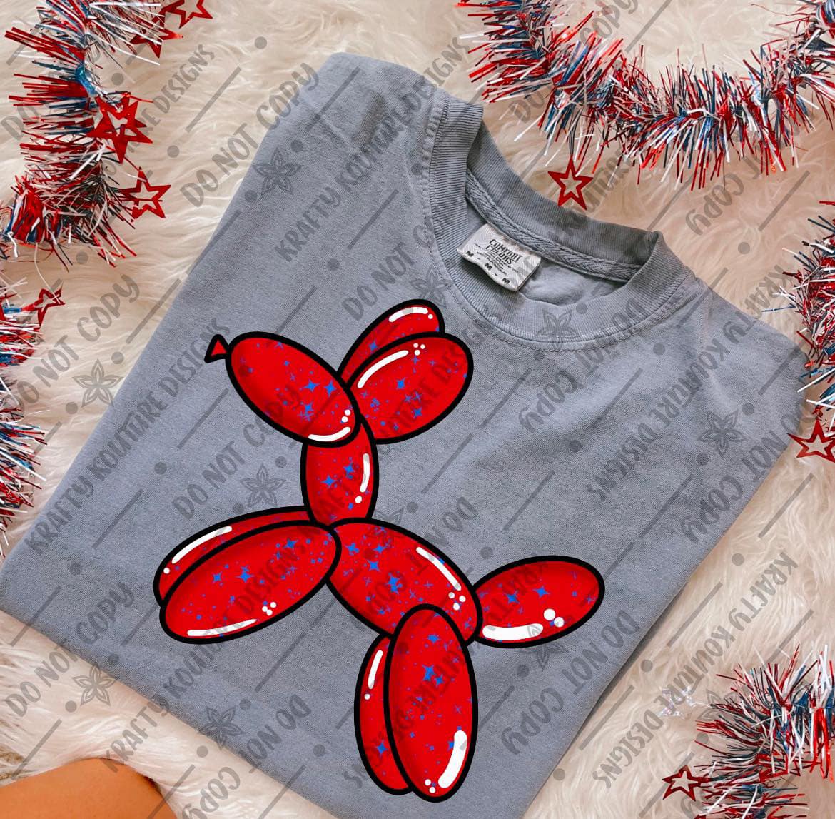 Red Balloon Dog Dtf