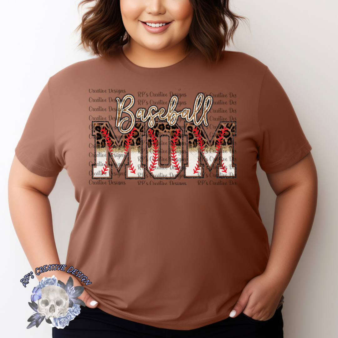 Baseball Mom Leopard Split Alpha DTF