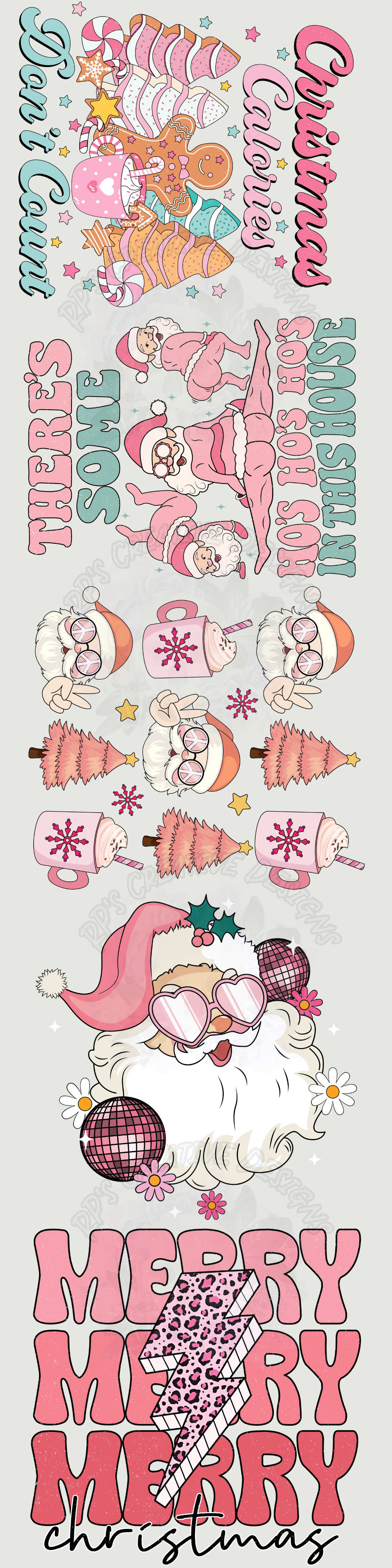 Pink Hippie Santa GANG SHEET DTF