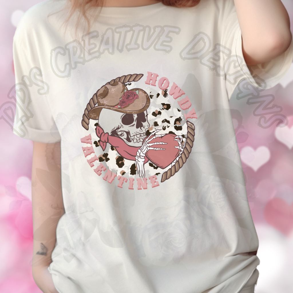 Howdy Valentine Skull DTF