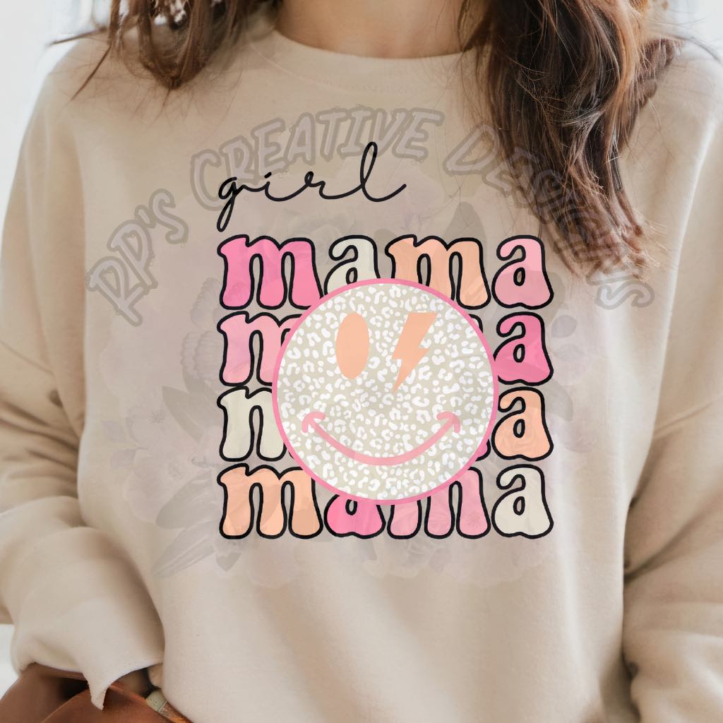 Pink and Orange Girl mama Smiley DTF