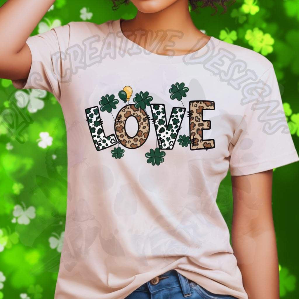 Cow Print Love w/ Shamrocks DTF