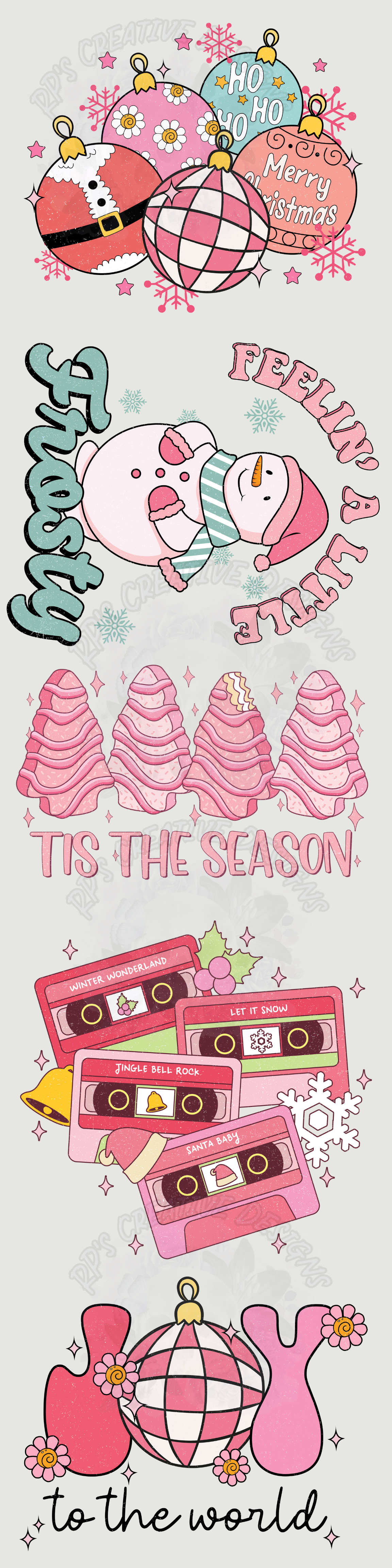Pastel Christmas GANG SHEET DTF