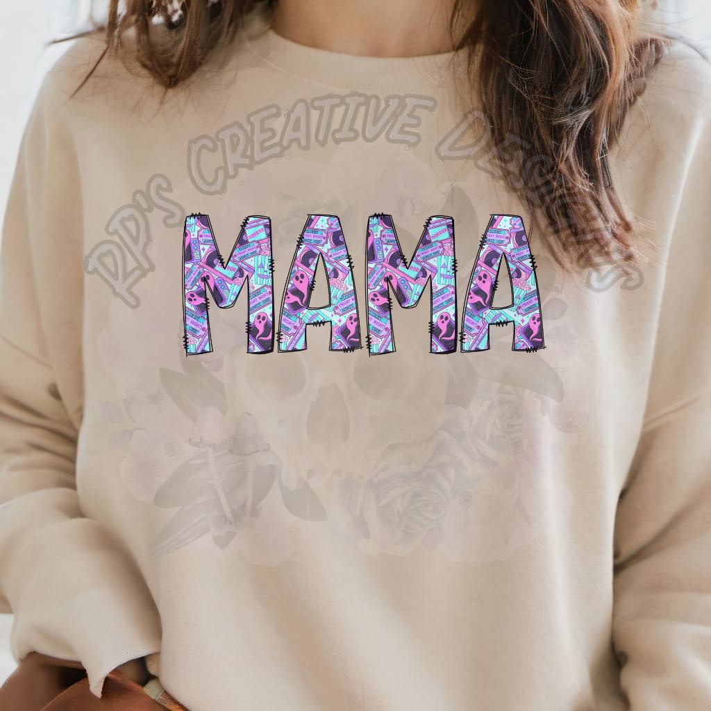 Mama pink purple and blue ghosts DTF
