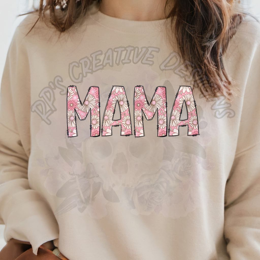 Mama Pink Flowers DTF