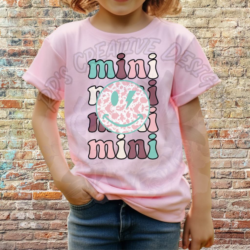 Mini Smiley Green Pink DTF