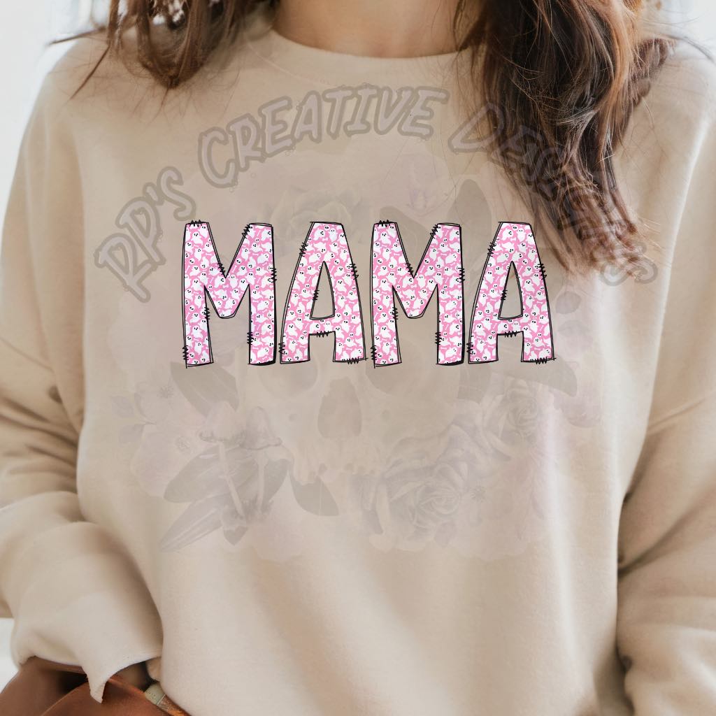 Mama pink and white ghosts DTF
