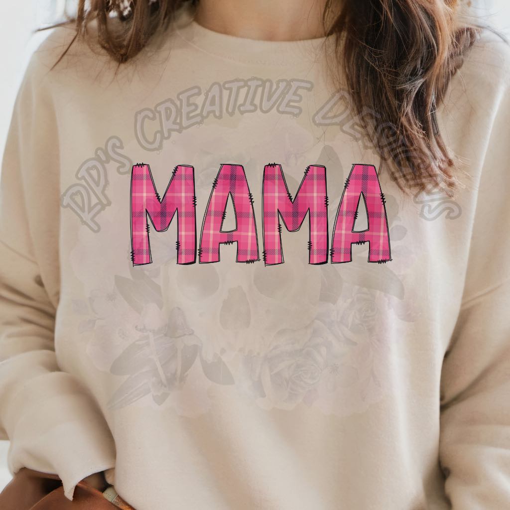 Mama Pink Plaid DTF