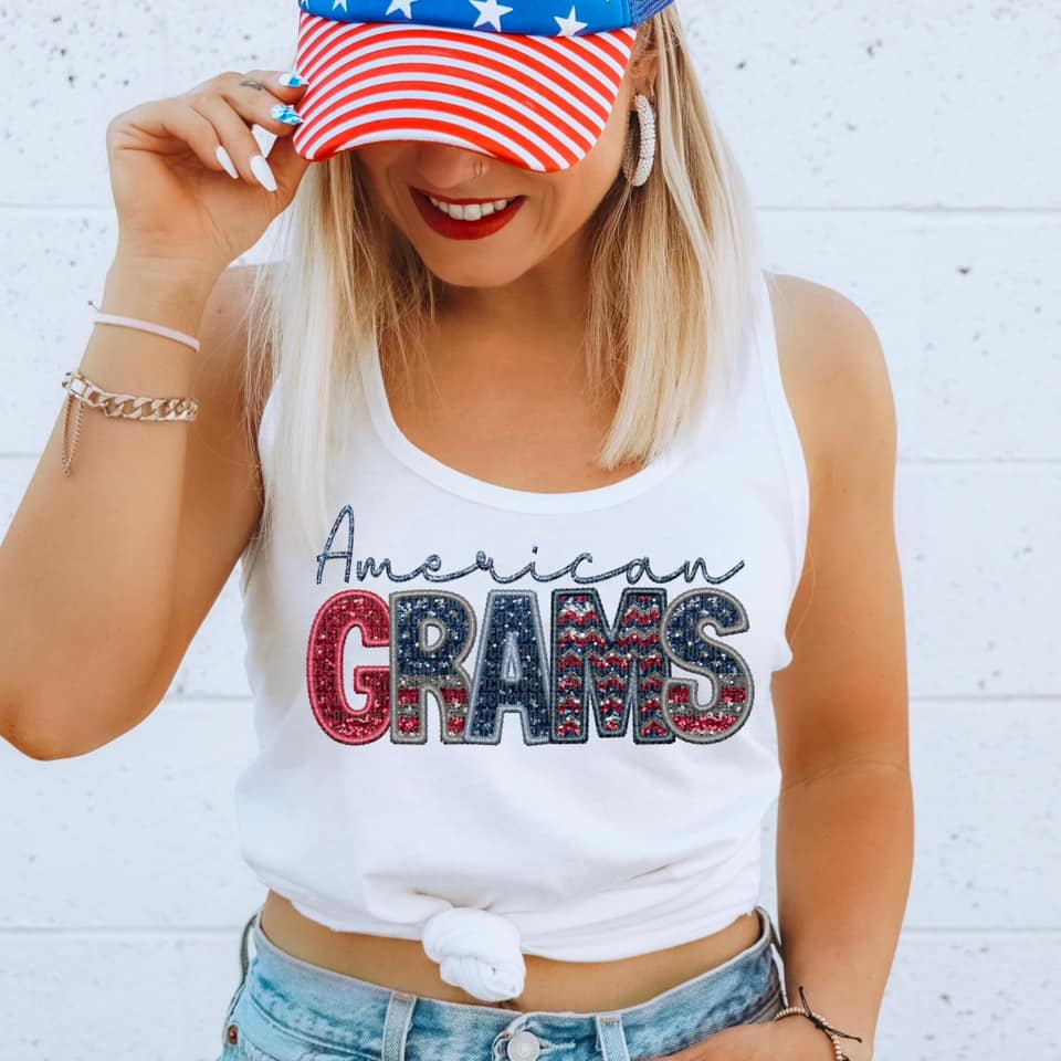 American Family Faux Sequin DTF