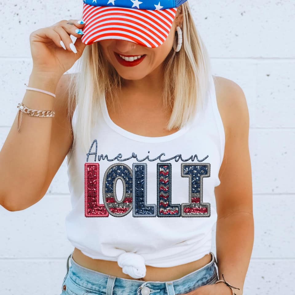 American Family Faux Sequin DTF