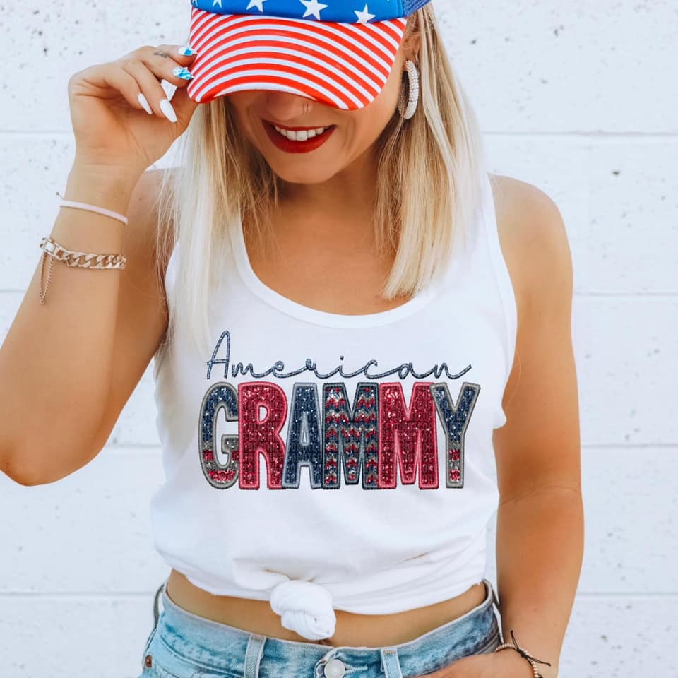 American Family Faux Sequin DTF