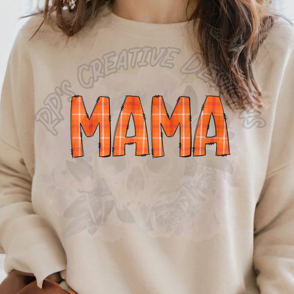 Mama Orange Plaid DTF
