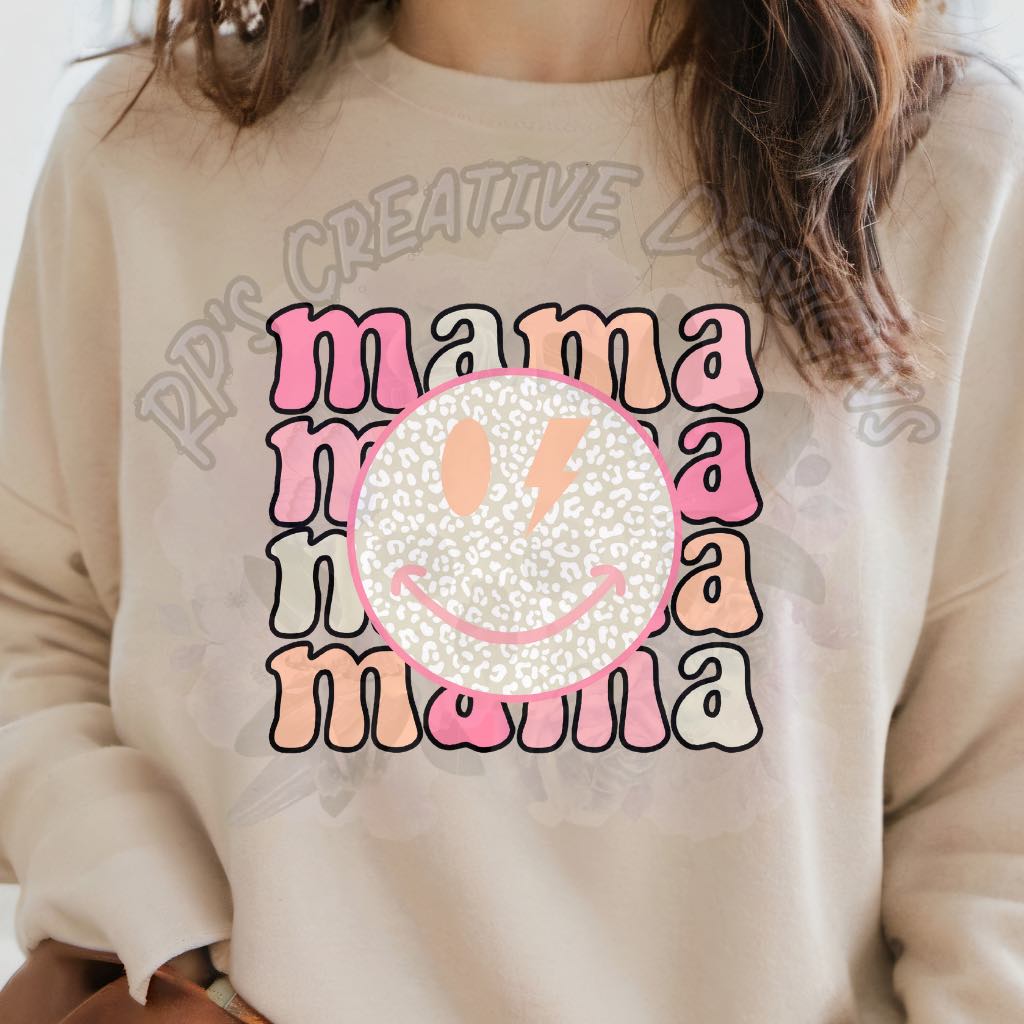 Pink and Orange mama Smiley DTF