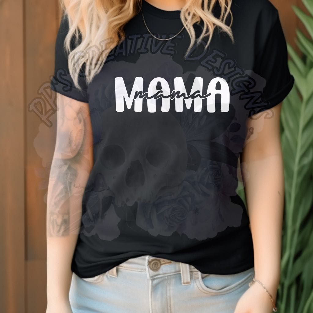 White/ Black font mama DTF
