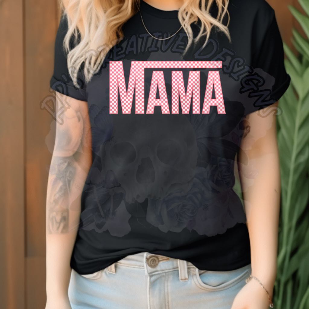 Pink Checkered mama DTF