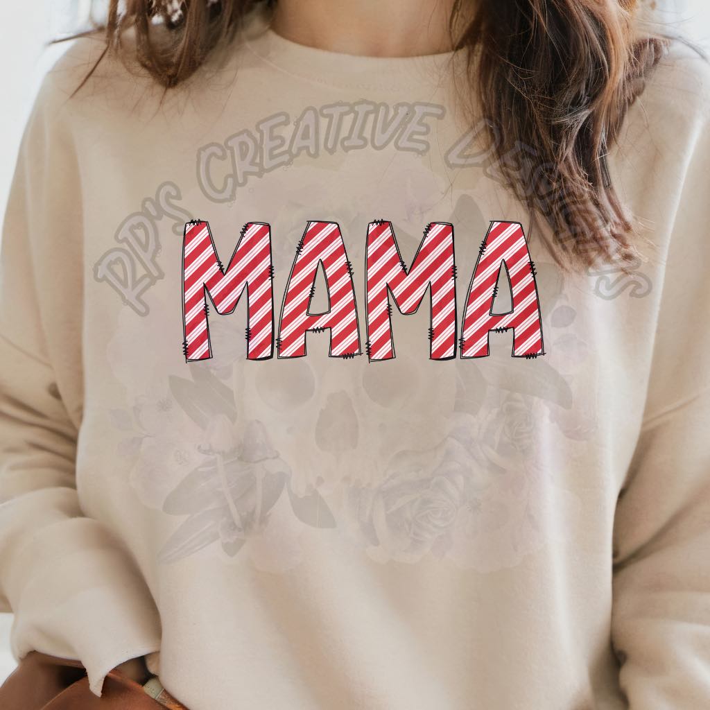 Mama Red and White Lines DTF