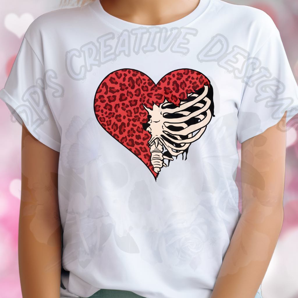 Leopard Heart Skull DTF
