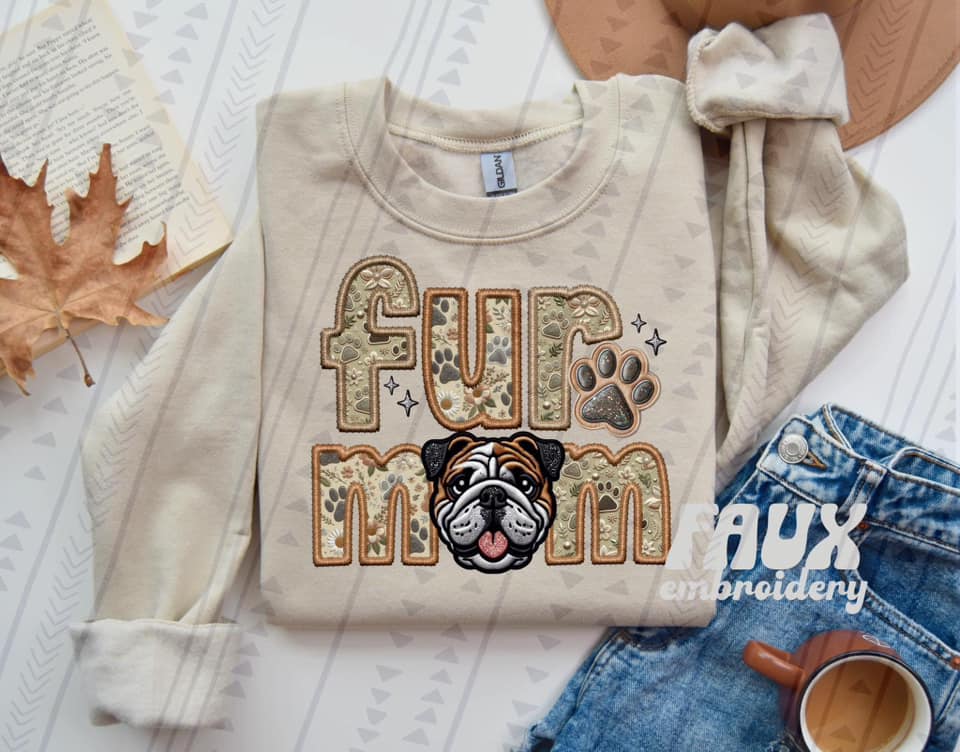 Brown/White English Bulldog Fur Mom DTF