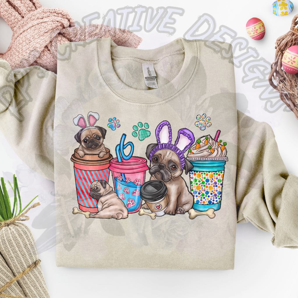 Easter Pug Coffee DTF