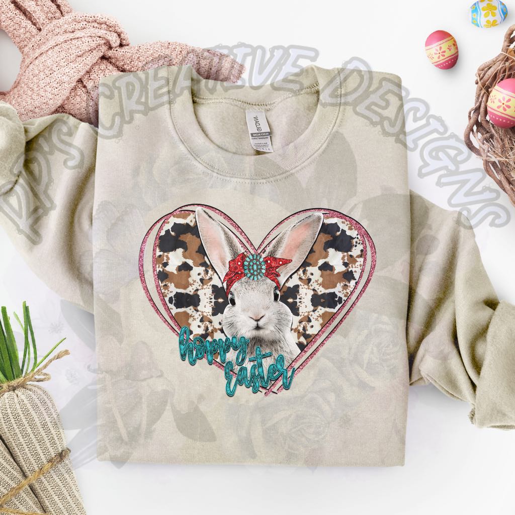 Western Happy Easter Bunny DTF