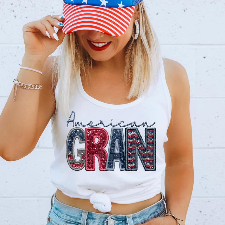 American Family Faux Sequin DTF