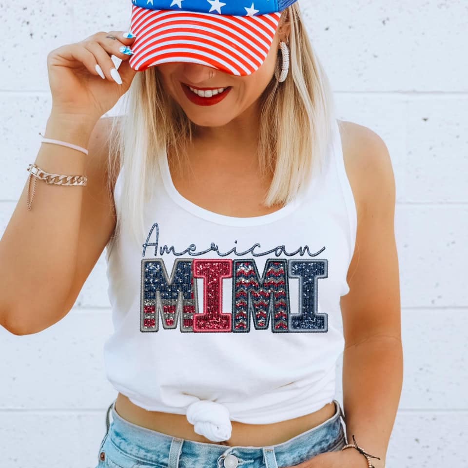 American Family Faux Sequin DTF