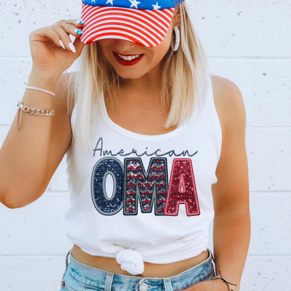 American Family Faux Sequin DTF