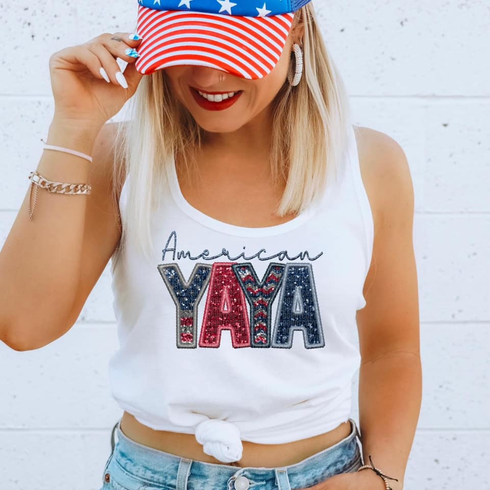 American Family Faux Sequin DTF