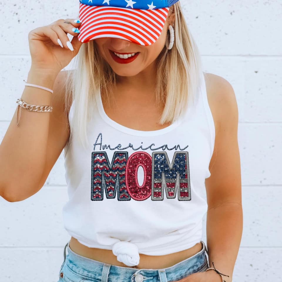 American Family Faux Sequin DTF