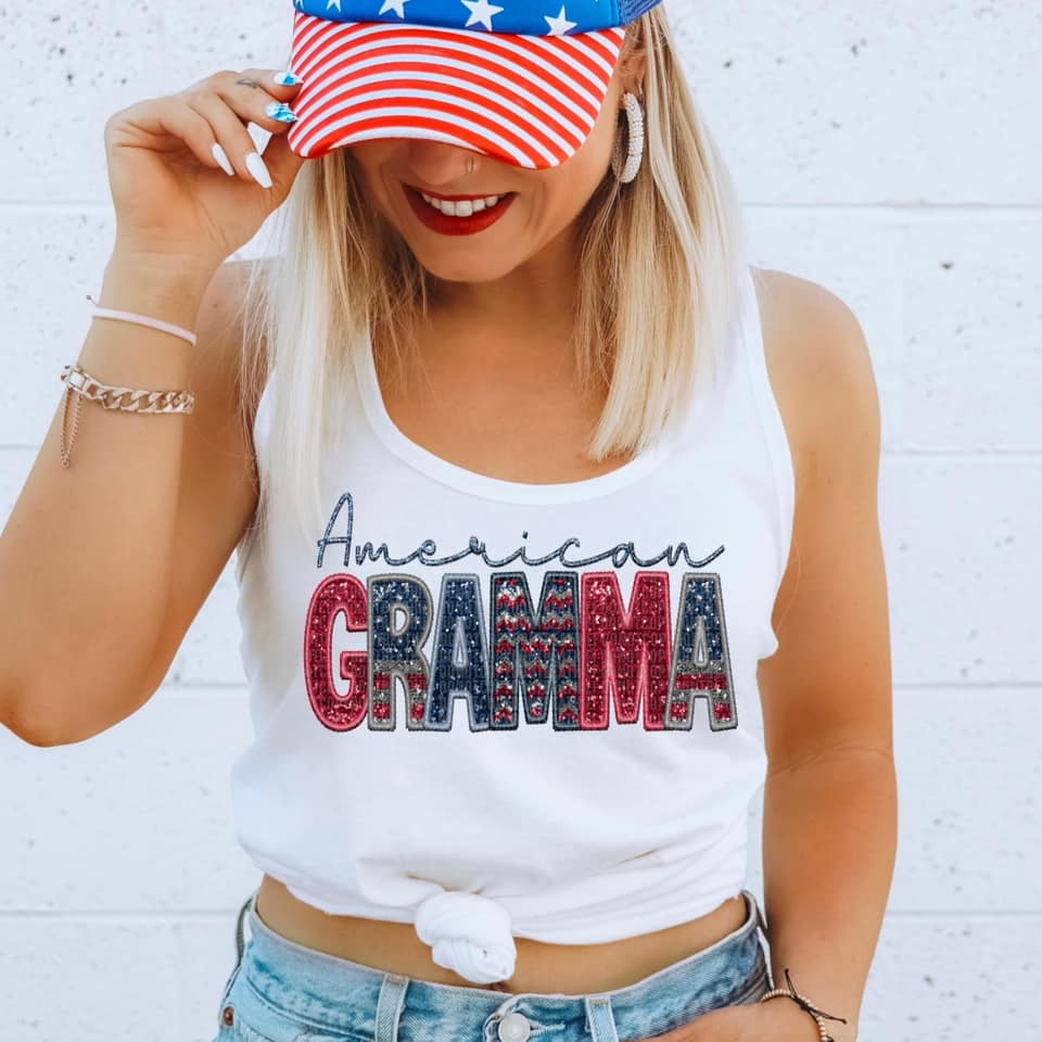 American Family Faux Sequin DTF