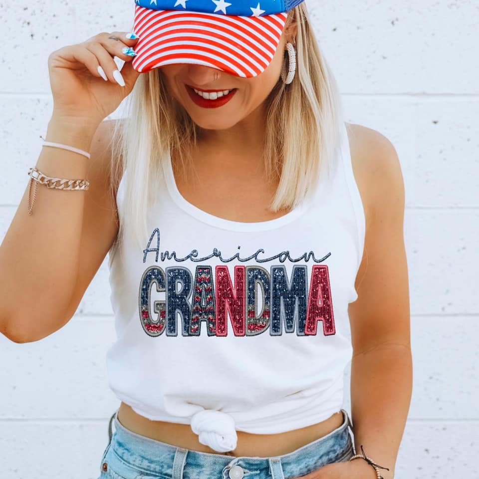 American Family Faux Sequin DTF