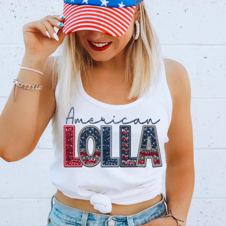 American Family Faux Sequin DTF