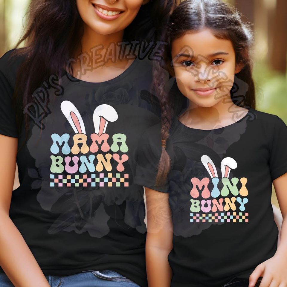 Checkered of Mama & Mini Bunny DTF