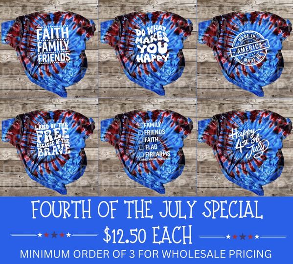 4th Of July Tie Dye Spiral Tee With Design
