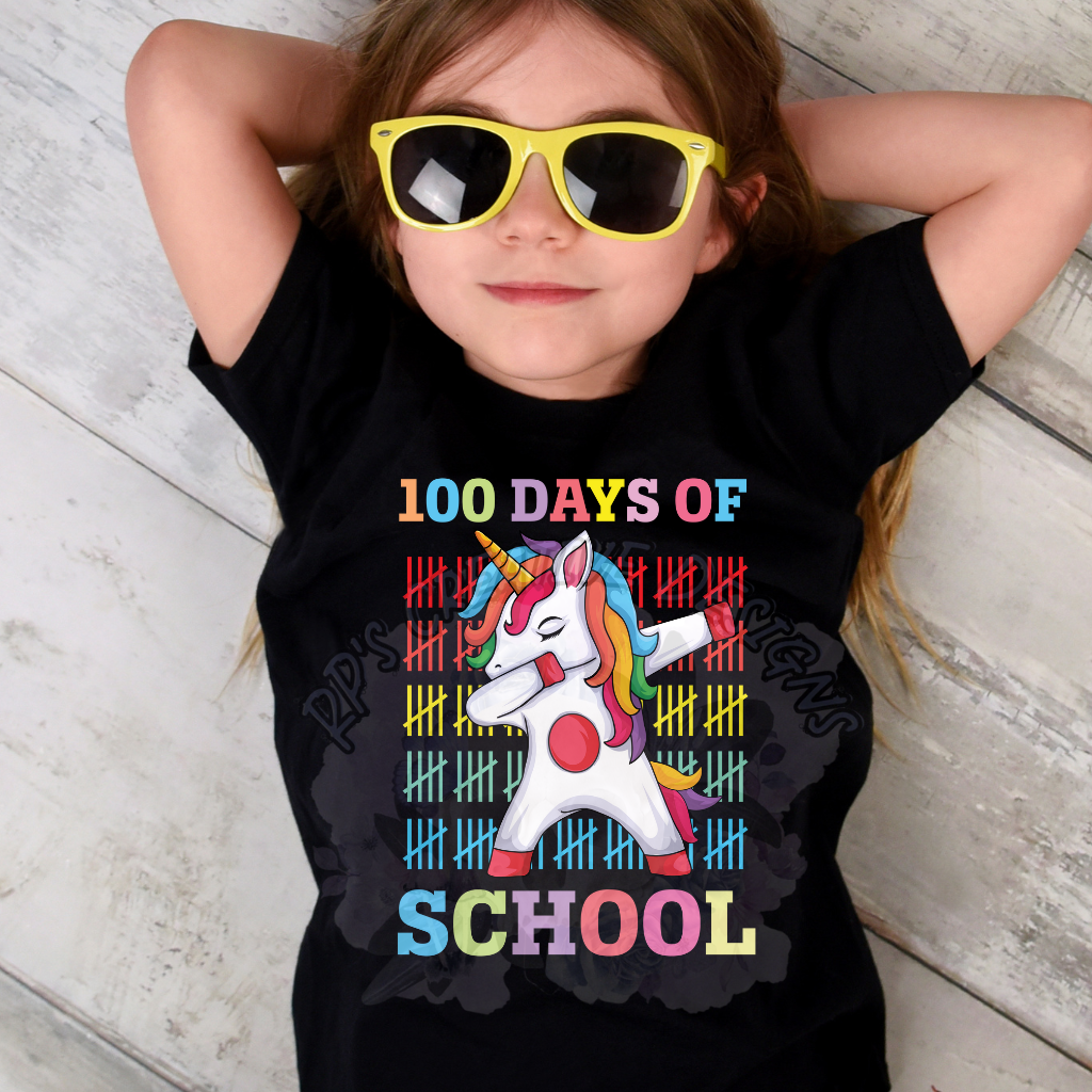 100 Days Of School Rock Unicorn DTF