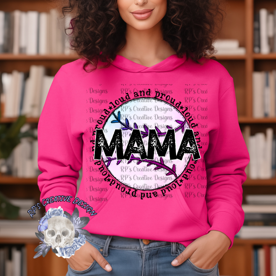 Loud and Proud Baseball Mama DTF