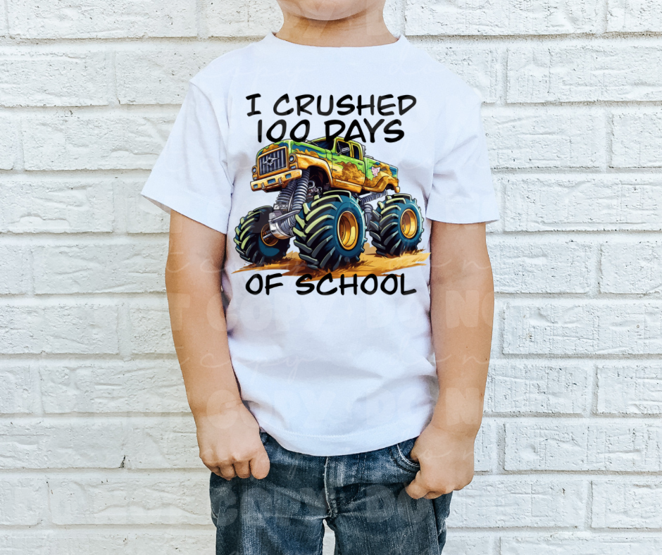 100 Days Of School Truck Green DTF