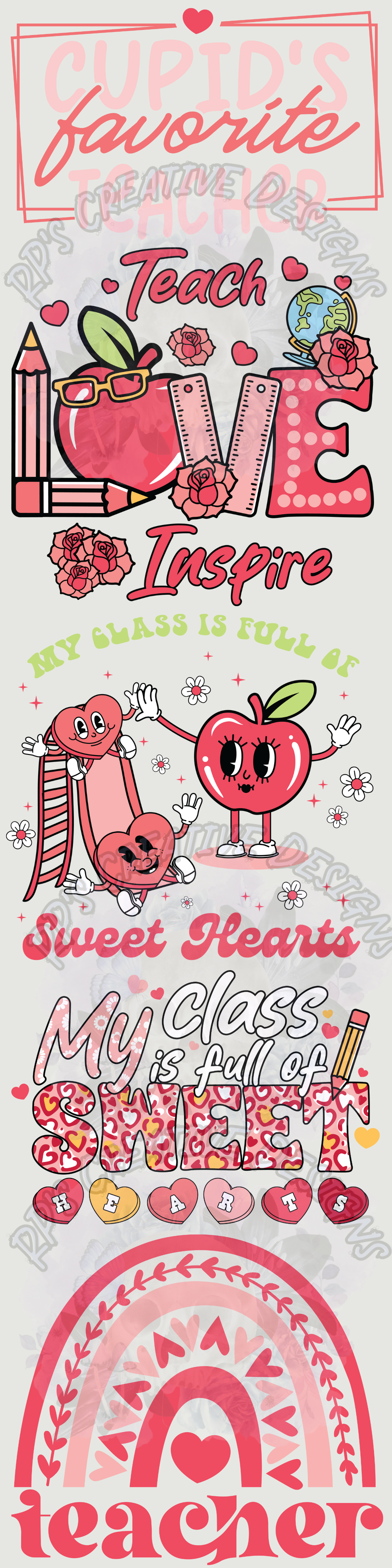 Teacher Valentines Day V3 Gang Sheet