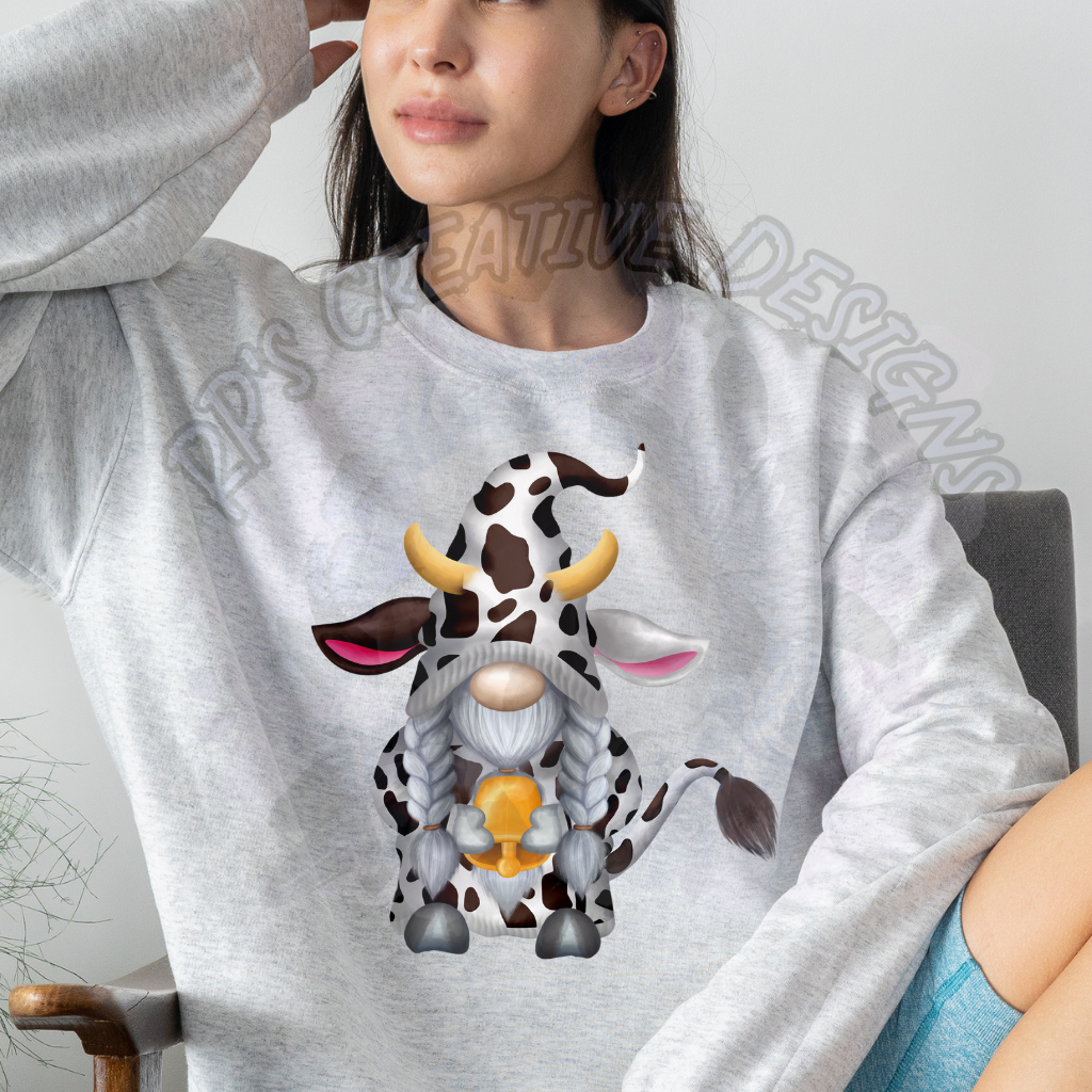 Brown spotted Cow Gnome DTF