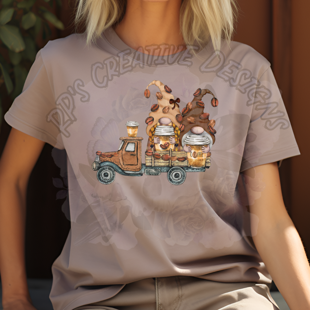 Coffee Bean with Truck Gnomes DTF