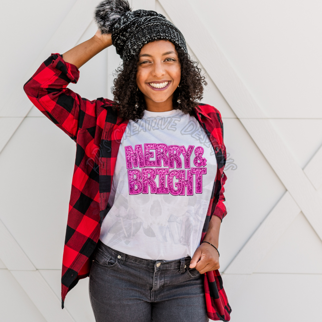 Merry and Bright Pink DTF