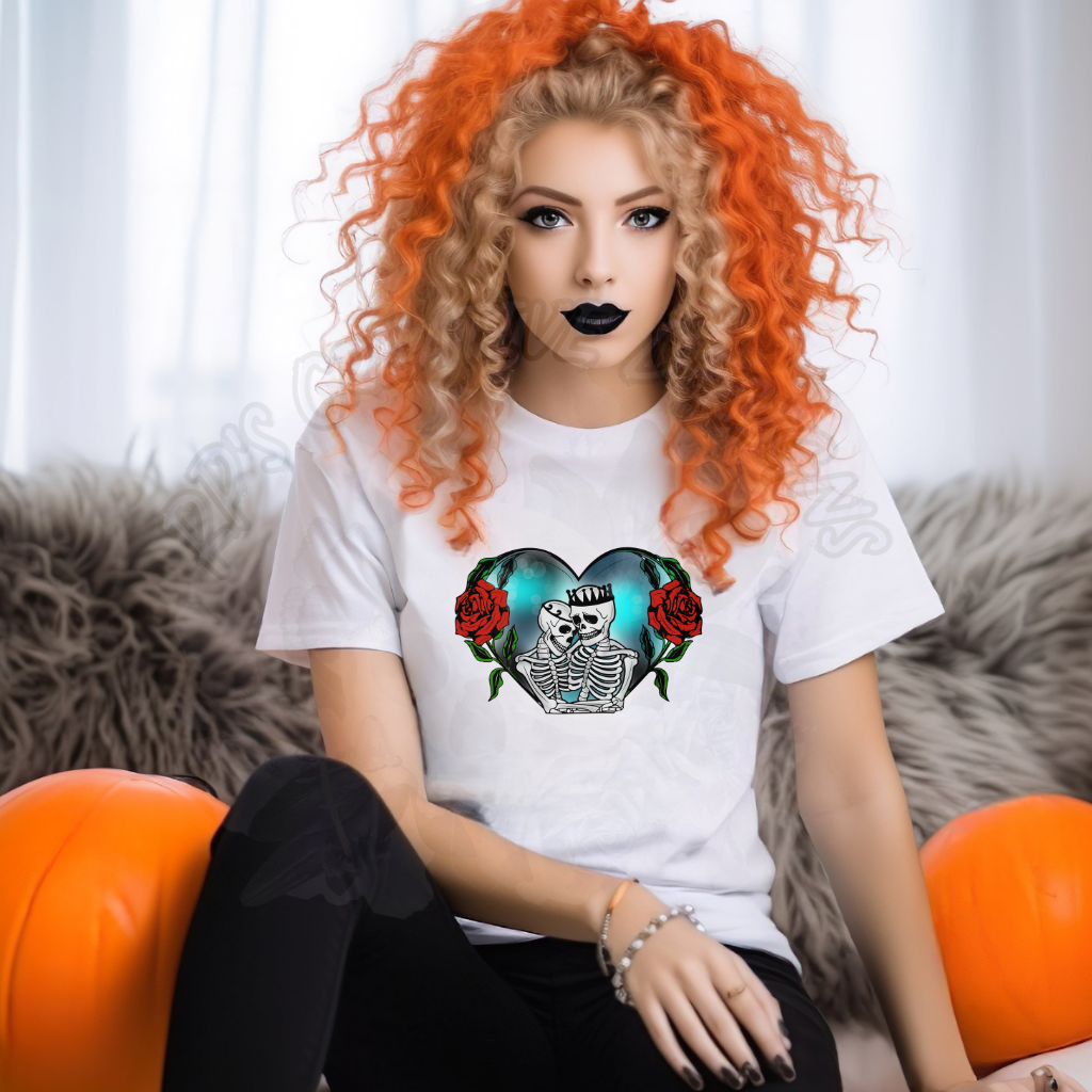 King and Queen Skelly Heart DTF