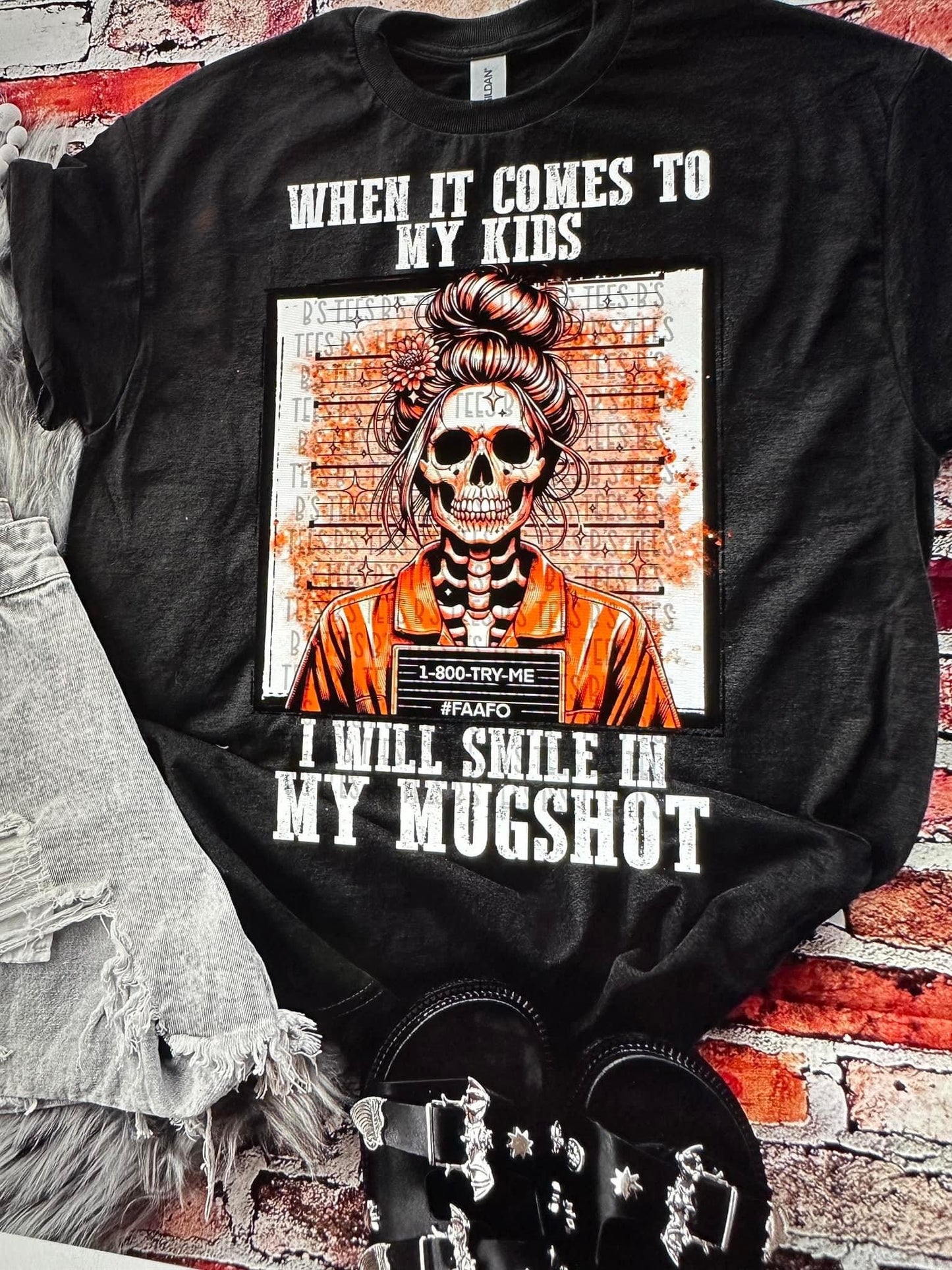 When it Comes to My Kids Completed tee on black Gildan softstyle