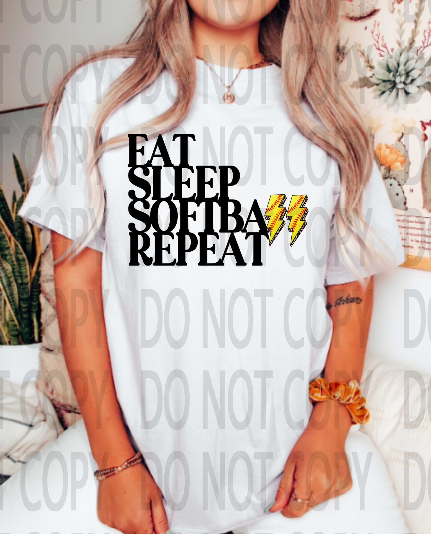Eat Sleep Softball Repeat DTF