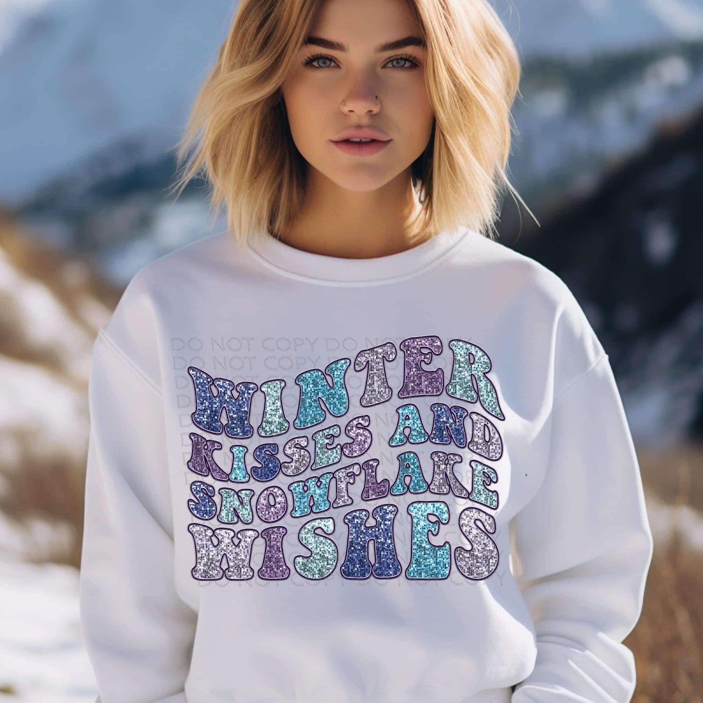 Winter kisses and snowflake wishes DTF