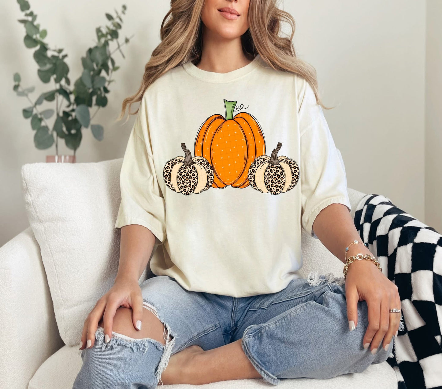 Polka Dot & Leopard Pumpkin DTF