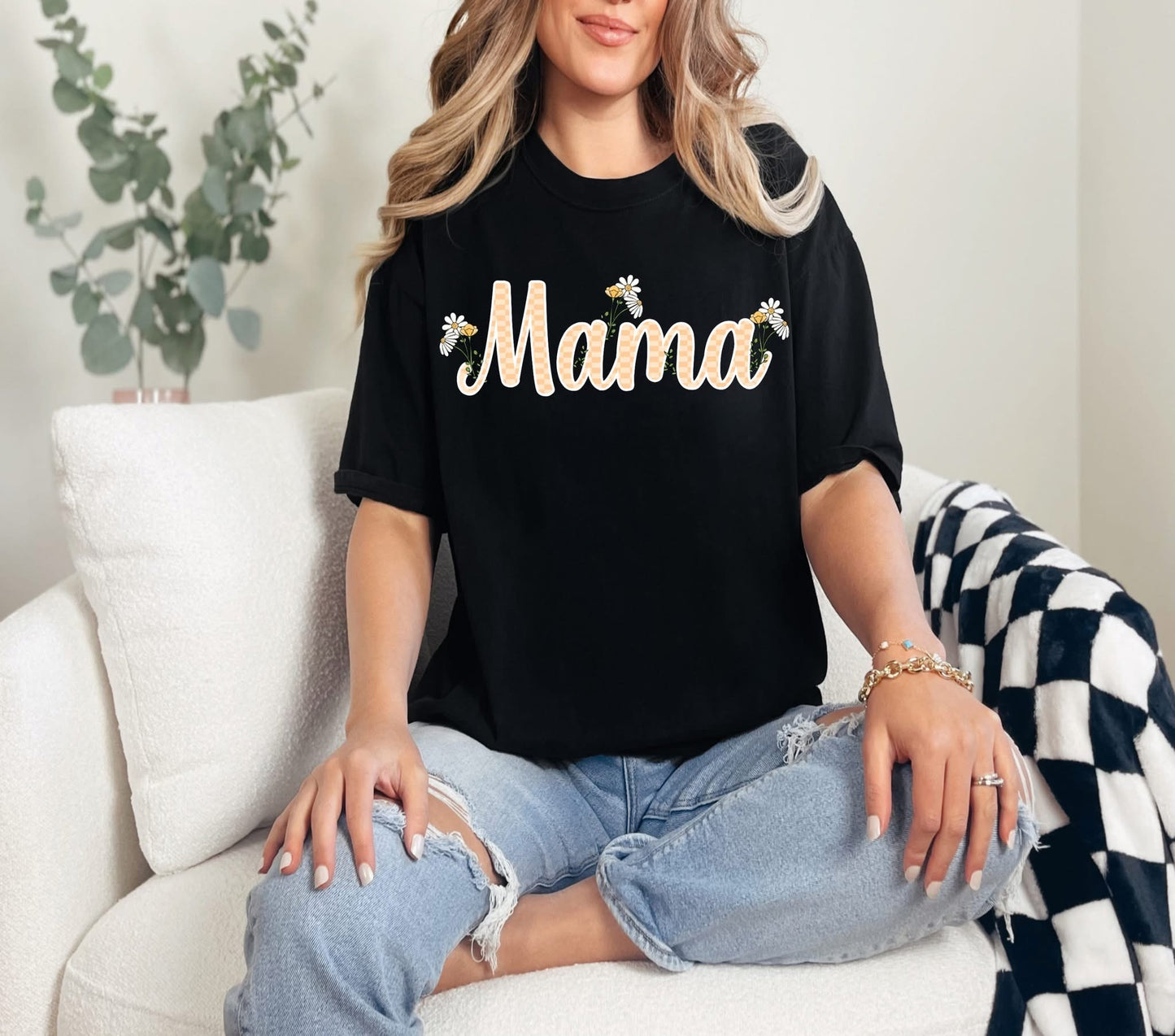 Mama Checkered Daisies DTF