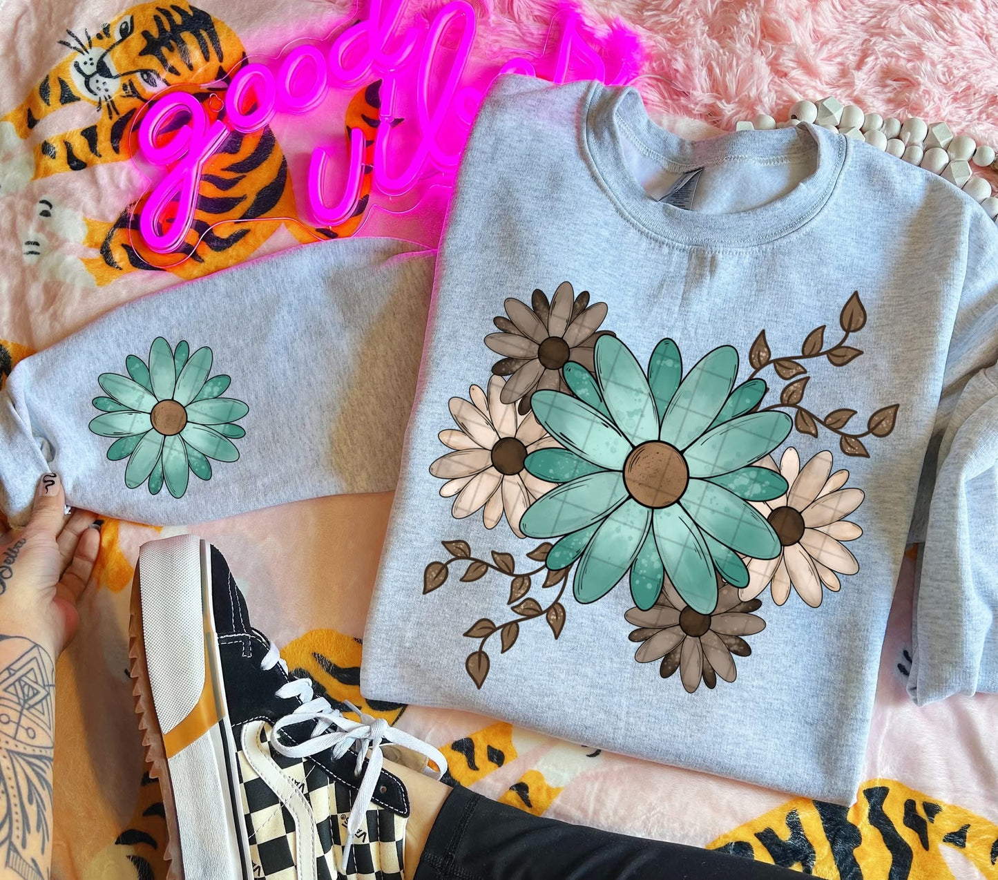 Teal Fall Florals DTF