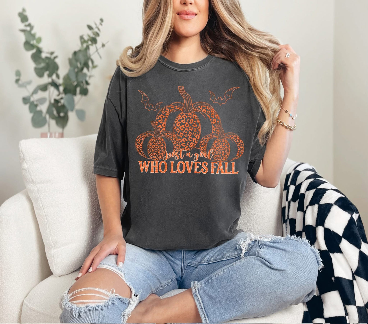 Girl Who Loves Fall Leopard Pumpkins DTF