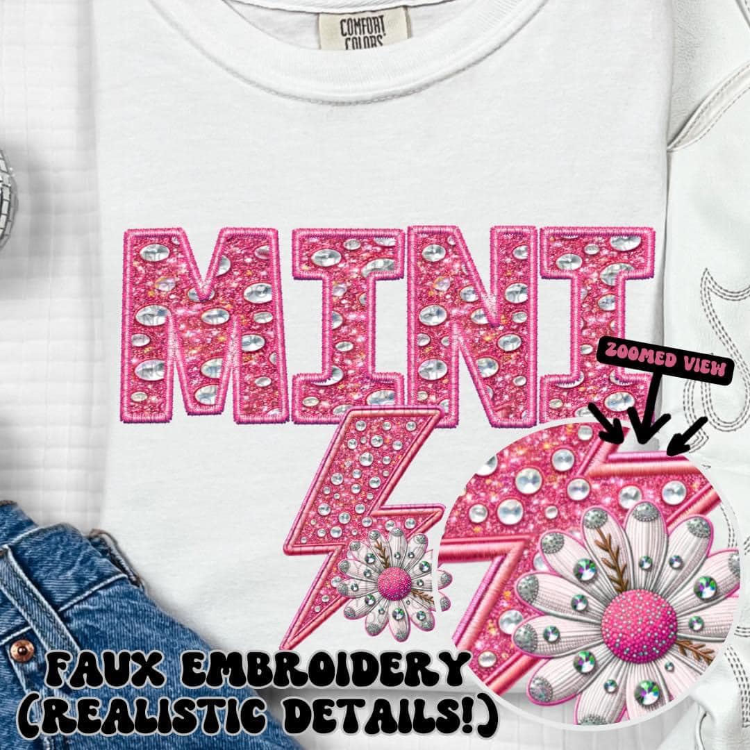 Mini Daisy Lightning Bolt Faux Embroidery DTF